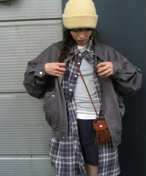 RIBBON PIN SET SHIRT DRESS NAVY CHECK