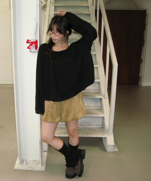 DRAWSTRING BALLOON SHORTS SUEDE BROWN