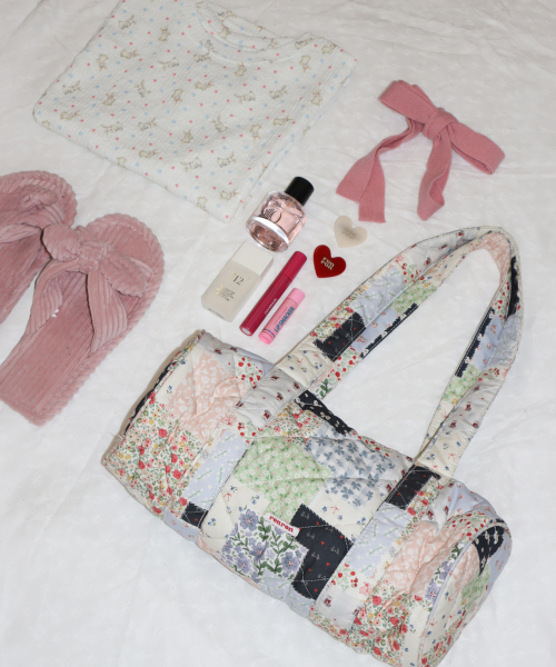 PATCHWORK QUILTED BARREL BAG