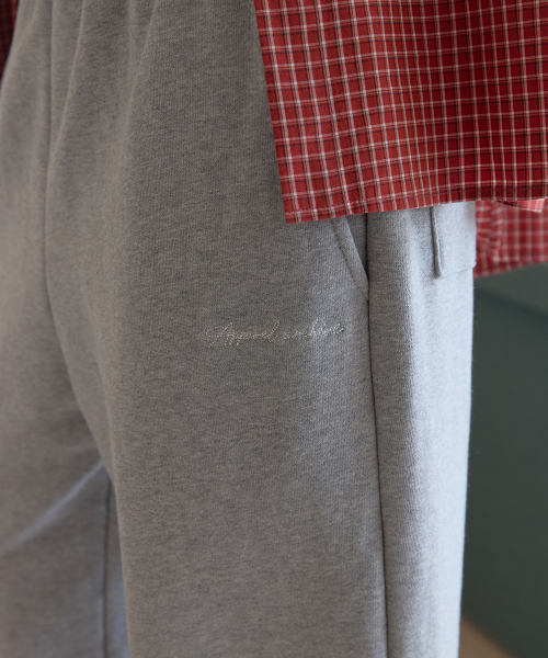 Polite banding wide pants - Gray