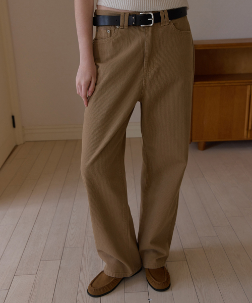 Dave ribbed wide denim - Caramel