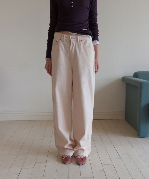 Dave ribbed wide denim - Baby pink