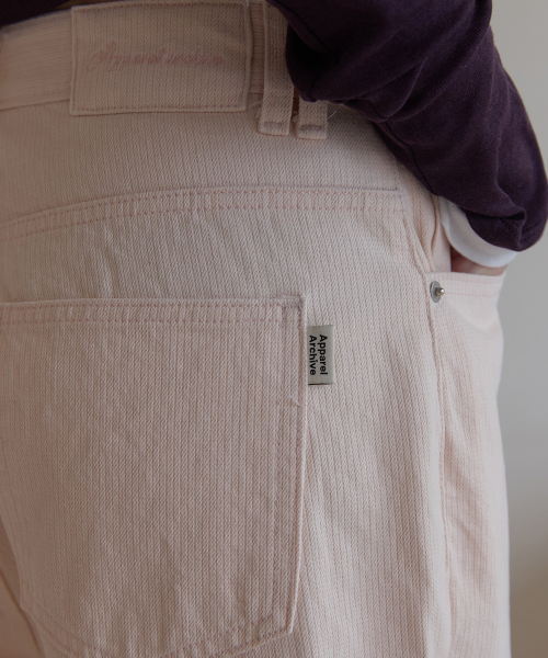Dave ribbed wide denim - Baby pink