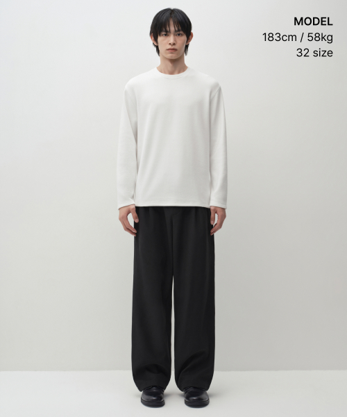 더블 브러쉬드 원 턱 와이드 밴딩 팬츠