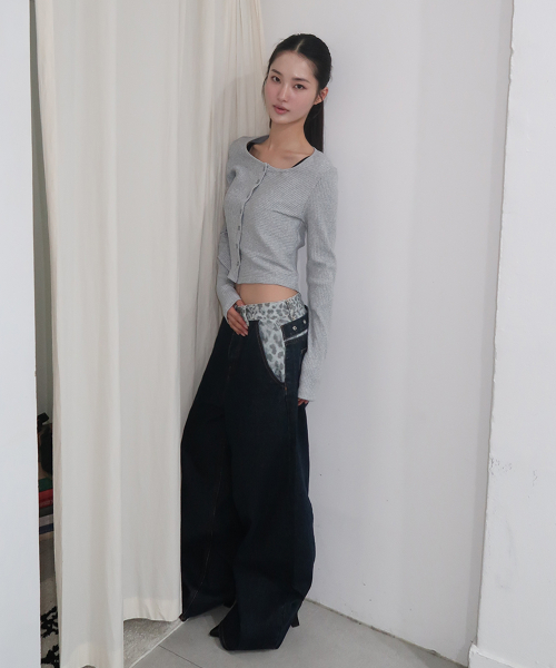 Slim Soft Ribbed Round Neck Button-Up Layered Cardigan _3COLOR