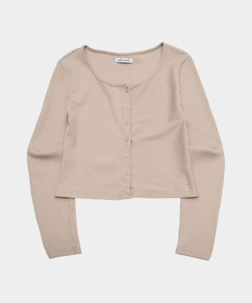 Slim Soft Ribbed Round Neck Button-Up Layered Cardigan _3COLOR