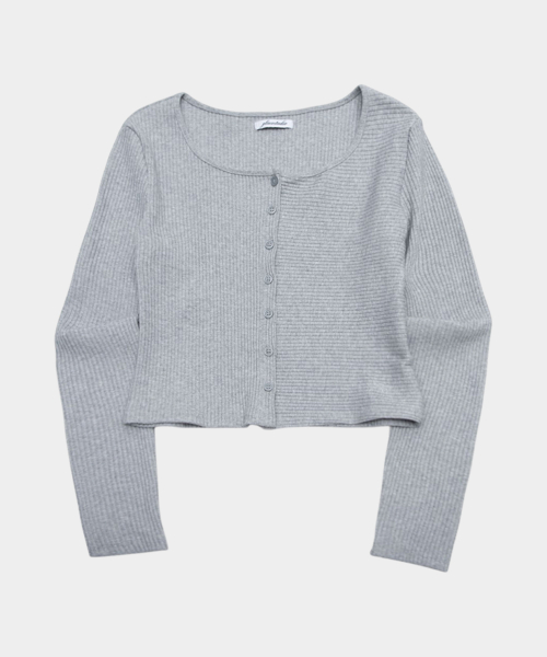 Slim Soft Ribbed Round Neck Button-Up Layered Cardigan _3COLOR