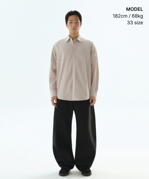 속기모 커브드 데님 팬츠 [블랙]