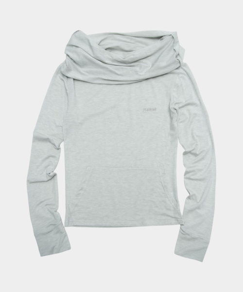 Sheer shirring high-neck pocket embroidered point soft layered long-sleeve T-shirt _3COLOR