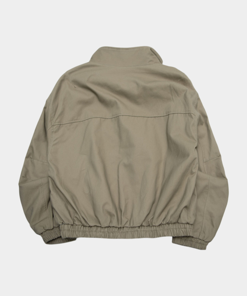 Studded high-neck buckle multi-pocket point oversized blouson cotton zip-up jacket [beige]