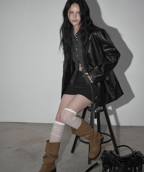 Opti Basic Oversized Leather Jacket_Black