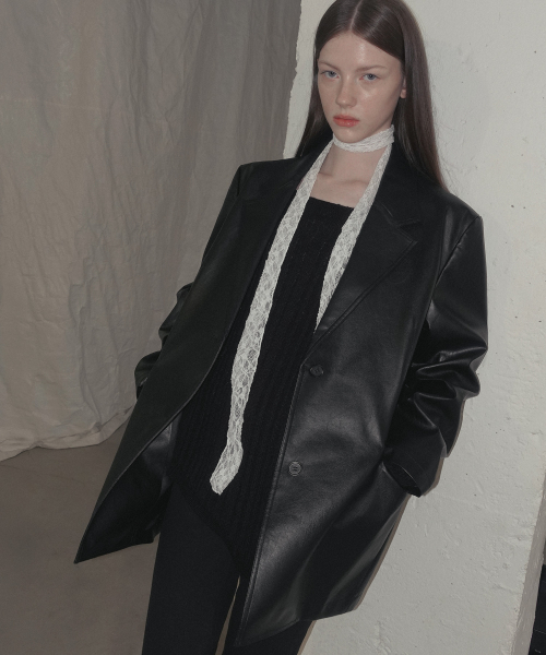 Opti Basic Oversized Leather Jacket_Black