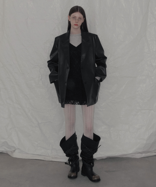 Opti Basic Oversized Leather Jacket_Black