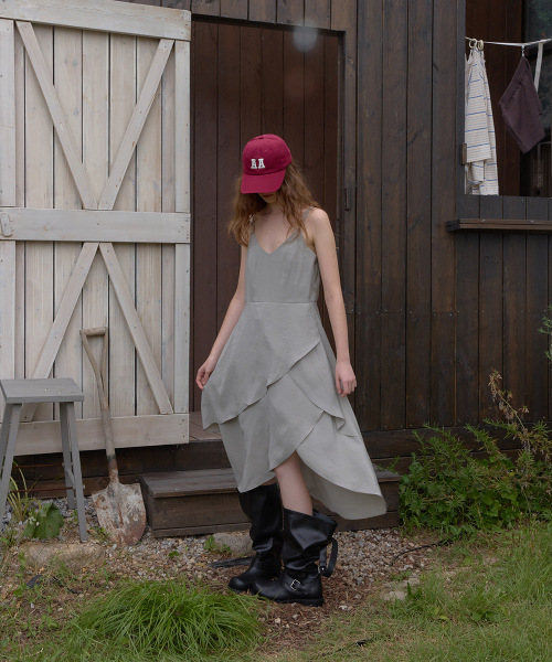 Tua layered long dress - Mocha gray