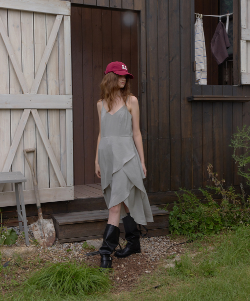 Tua layered long dress - Mocha gray