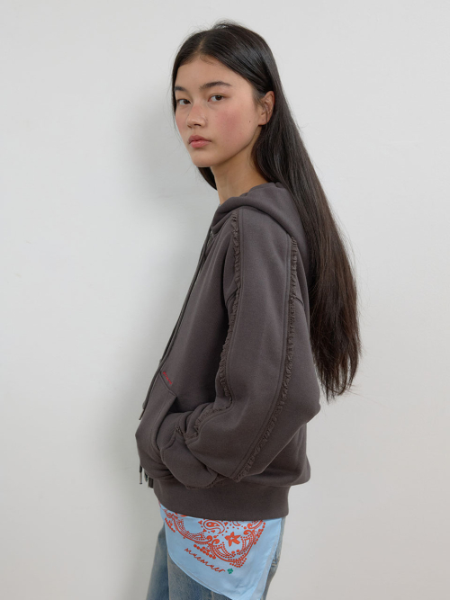 Lace Trimming Zip-Up Hoodie MU2678TS801M