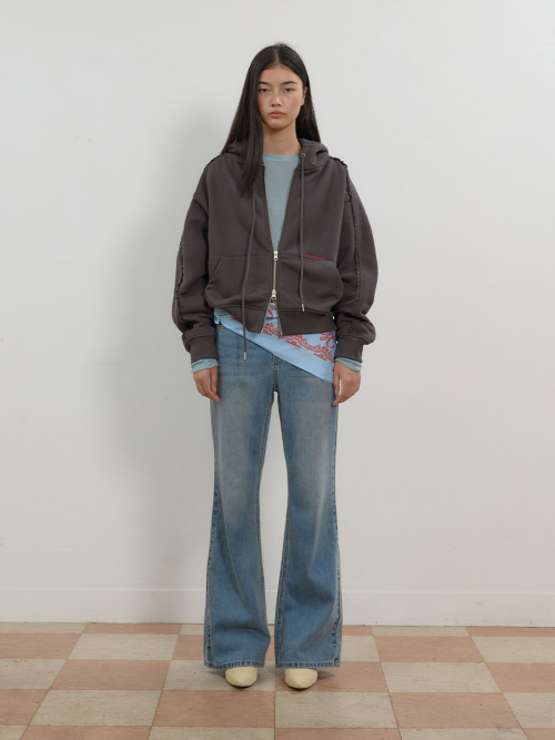 Lace Trimming Zip-Up Hoodie MU2678TS801M