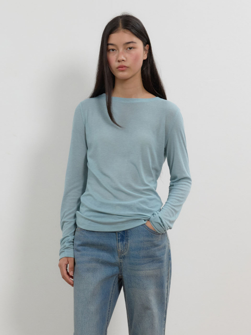 Back Seamed Long Sleeve T-Shirt MU2678TS802M