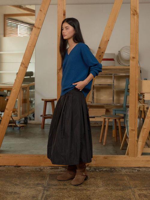 Yoke Pleated Midi Skirt MU2678SK801M