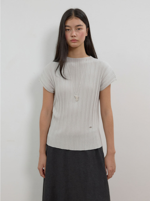 Pleated Short Sleeve Knit Top MU2678PO801M