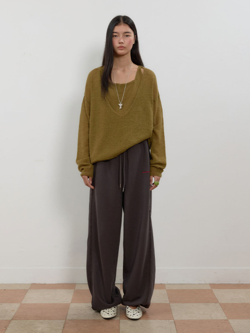 Layered V-Neck Knit Pullover MU2678PO802M