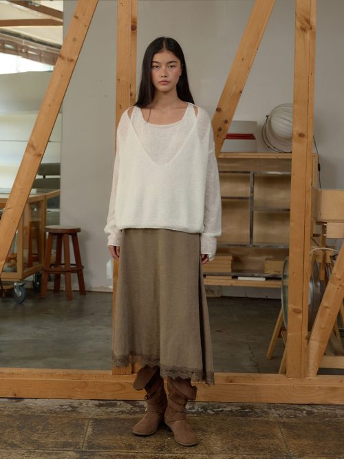 Layered V-Neck Knit Pullover MU2678PO802M