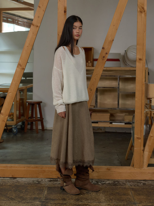 Layered V-Neck Knit Pullover MU2678PO802M