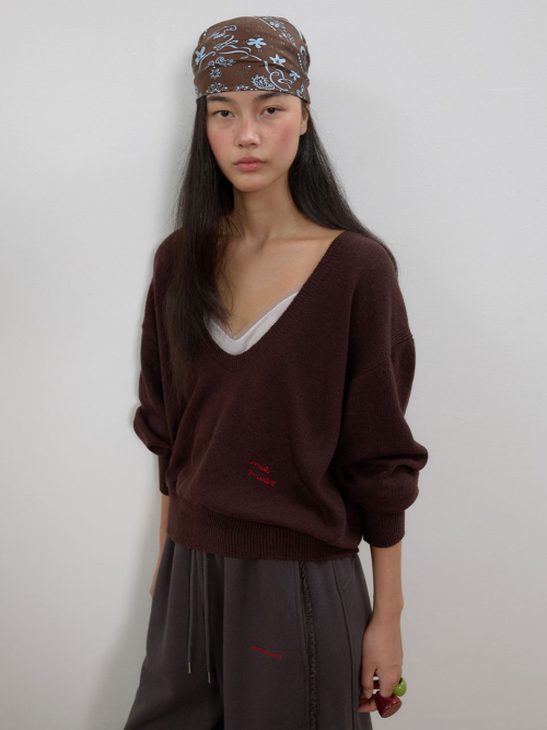 Deep Scoop-Neck Knit Pullover MU2678PO803M