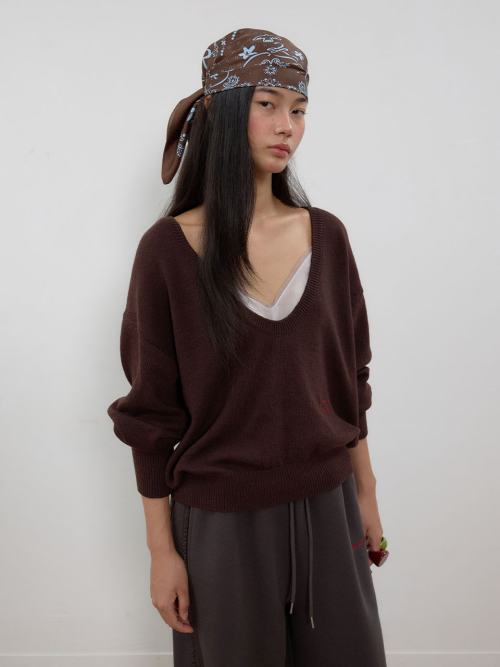 Deep Scoop-Neck Knit Pullover MU2678PO803M