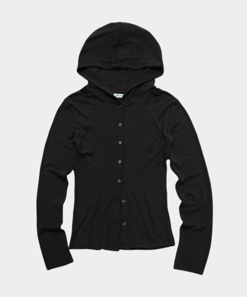 Essential Cutout Pintuck Snap Button-Up Basic Hooded Long Sleeve Slim Fit Cardigan _3COLOR