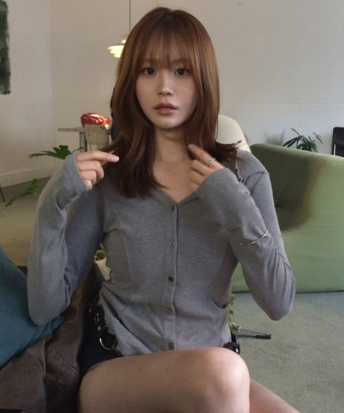 Essential Cutout Pintuck Snap Button-Up Basic Hooded Long Sleeve Slim Fit Cardigan _3COLOR