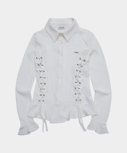 Eyelet strap cross sleeve ruffle detail long sleeve slim cardigan jacket _2COLOR