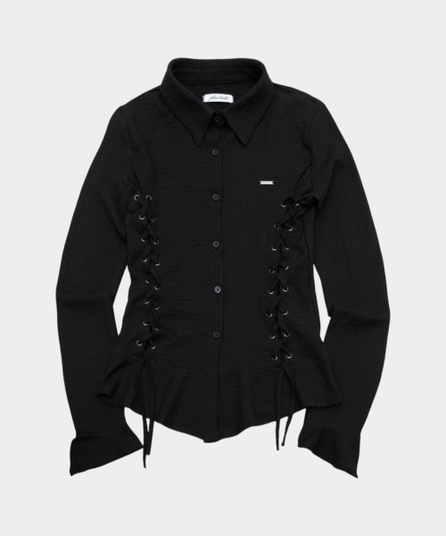 Eyelet strap cross sleeve ruffle detail long sleeve slim cardigan jacket _2COLOR
