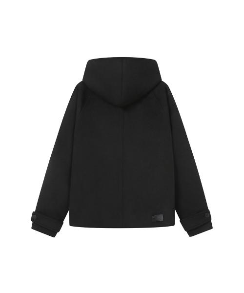 Hoodie double button coat BLACK