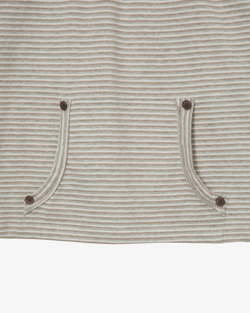BUTTON SHIRRING POCKET TEE [BROWN]