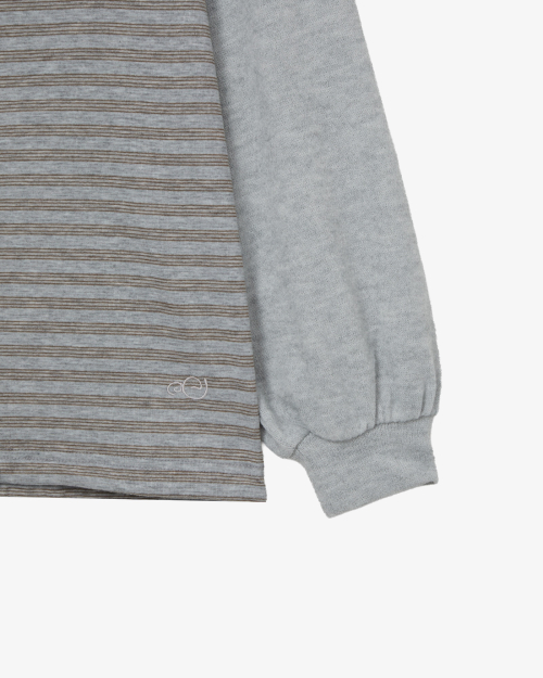 STRIPE DRAWSTRING TOP [GREY]