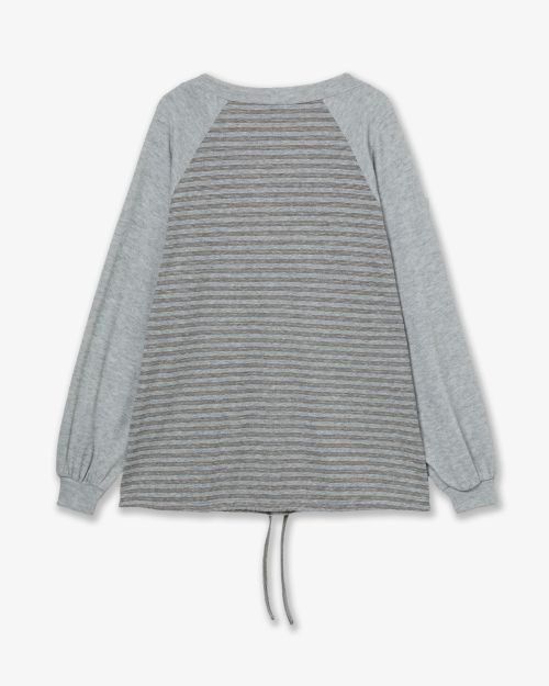 STRIPE DRAWSTRING TOP [GREY]