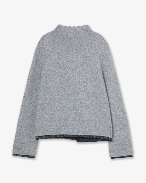 WRINKLE LAYERED CARDIGAN [CHARCOAL]