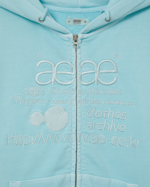 WEB LOGO WASHED HOOD ZIP UP [BLUE]