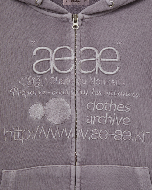 WEB LOGO WASHED HOOD ZIP UP [PURPLE GREY]