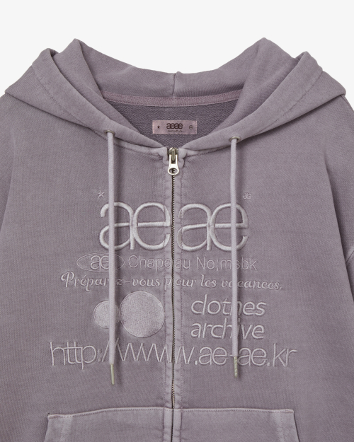 WEB LOGO WASHED HOOD ZIP UP [PURPLE GREY]