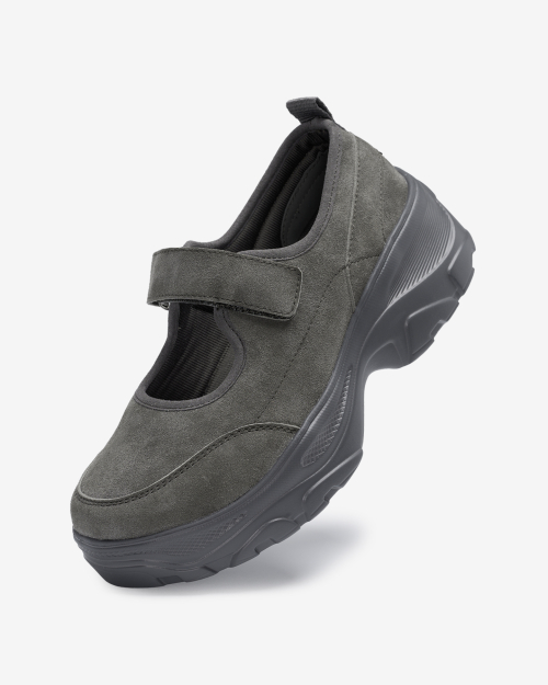 Lomita Platform Suede Velcro Shoes Gray OZSQGA352G