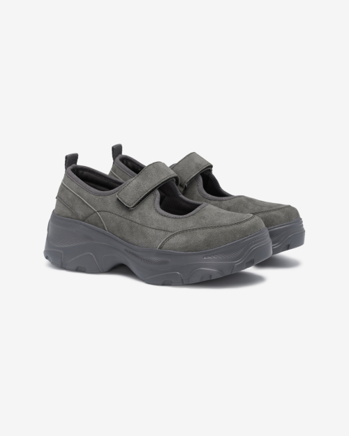 Lomita Platform Suede Velcro Shoes Gray OZSQGA352G