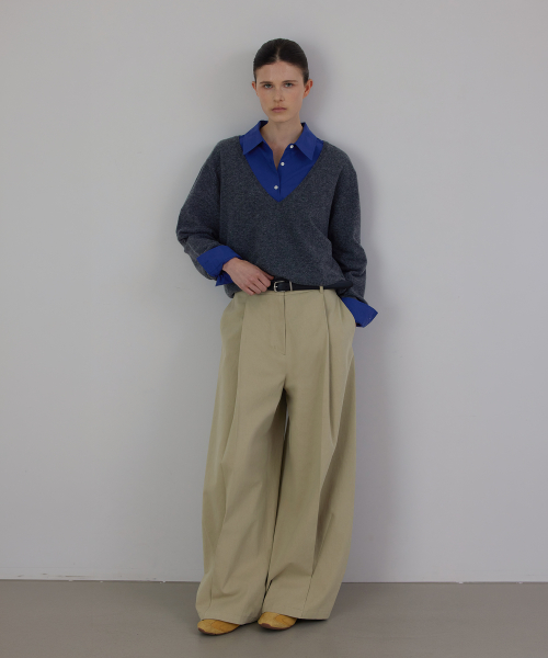 Plunging V-Neck Loose-Fit Knit Top