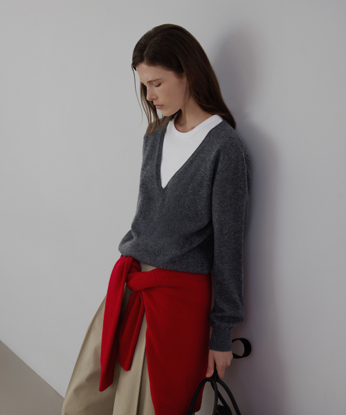 Plunging V-Neck Loose-Fit Knit Top