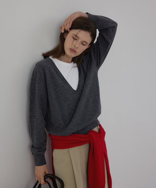 Plunging V-Neck Loose-Fit Knit Top
