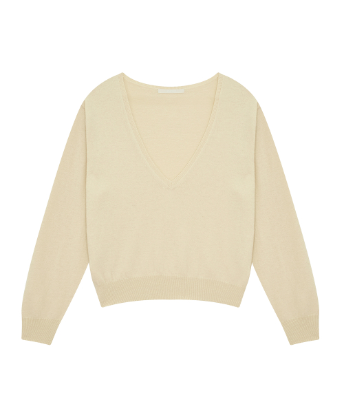 Plunging V-Neck Loose-Fit Knit Top