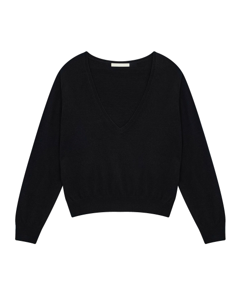 Plunging V-Neck Loose-Fit Knit Top