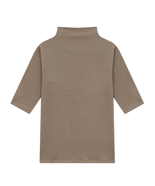 Fluid Wool Mock-Neck Half-Sleeve Tee