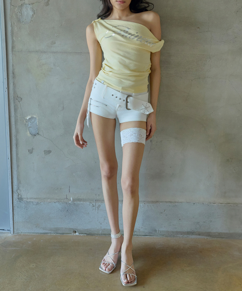 Print Two-way Twist Tee (LEMON)